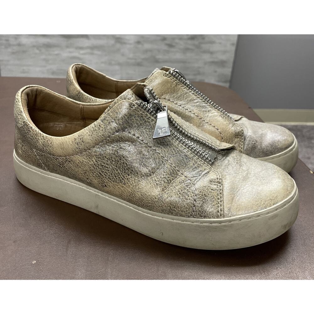 Frye Women’s 9 Lena Zip Up Low Top Sneakers Leather Slip On Shoes